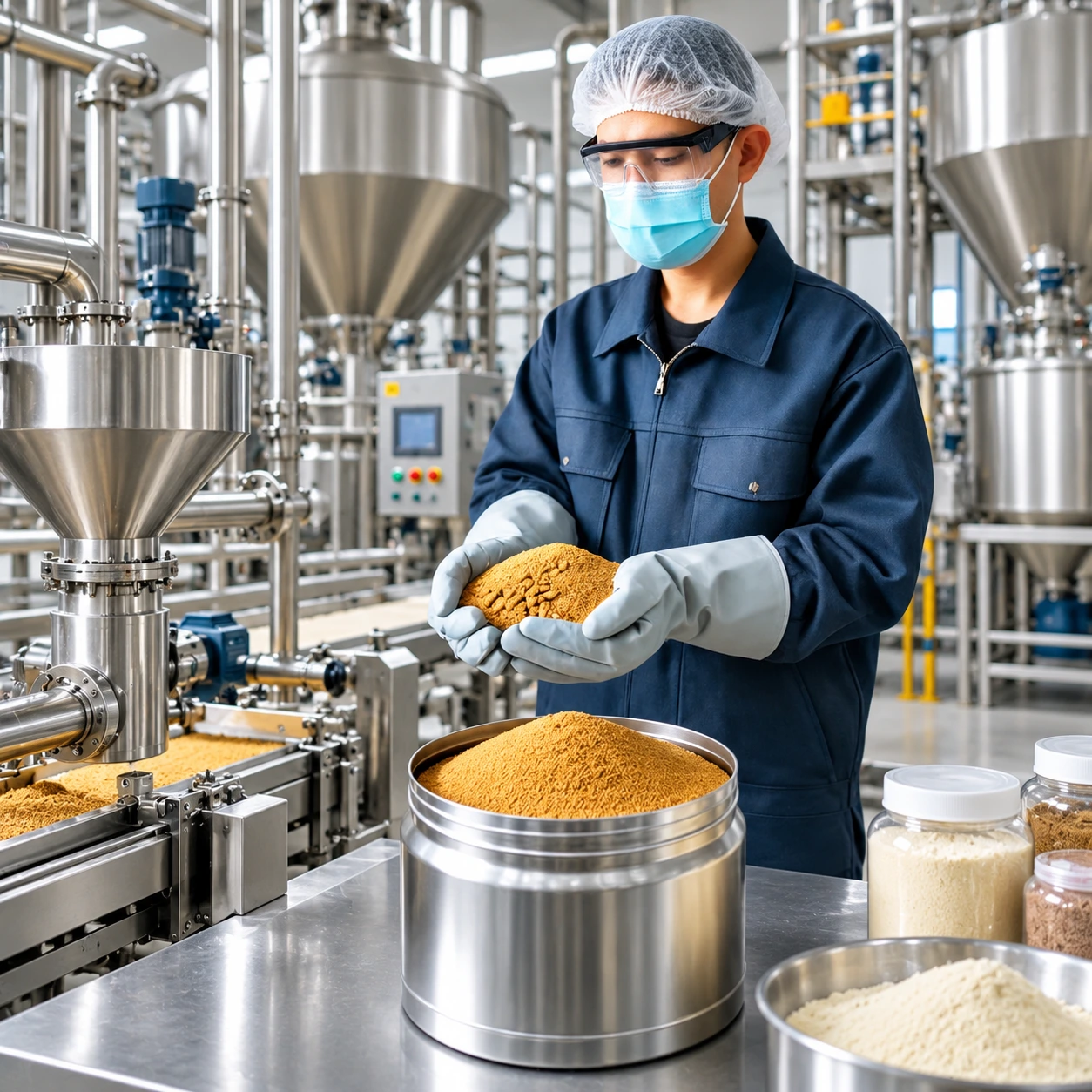 Technician reviewing ingredients